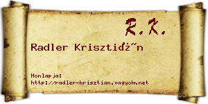 Radler Krisztián névjegykártya